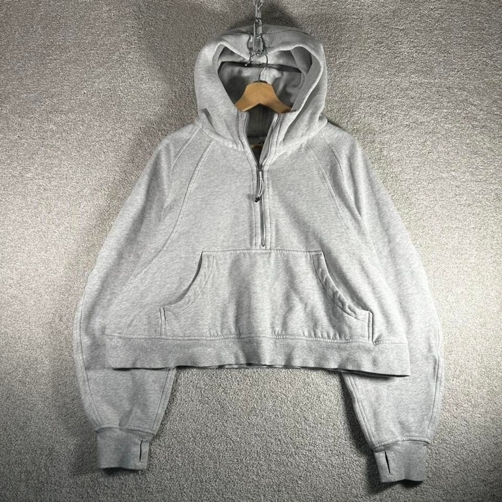 Women's Lululemon grey hooded scuba boxy cropped active sweatshirt XL/XXL